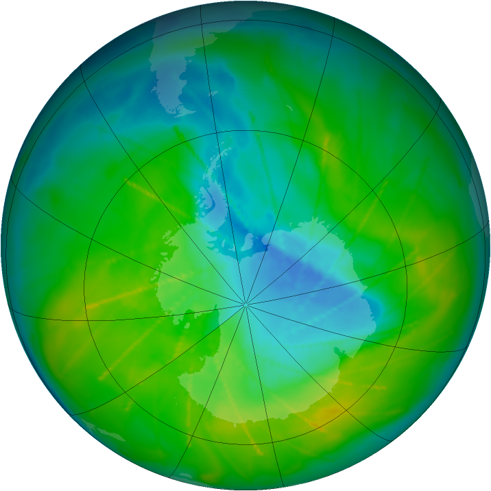 Antarctic ozone map for 03 December 2009